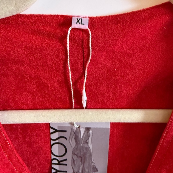 Oyrosy Western Cowboy Style Red Suede Silver Button Beige Tassel Jumpsuit NWT - Picture 11 of 12